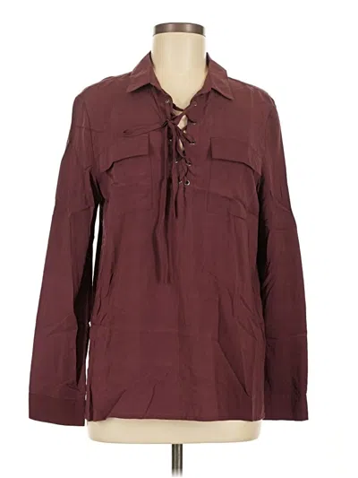 Pre-owned She + Sky Long Sleeve Blouse In Burgundy