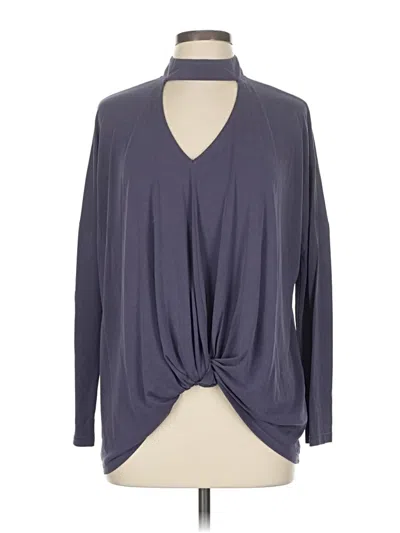 Pre-owned She + Sky Long Sleeve Blouse In Gray