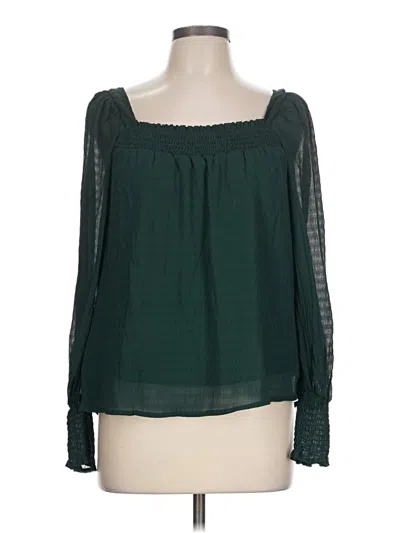 Pre-owned She + Sky Long Sleeve Blouse In Green