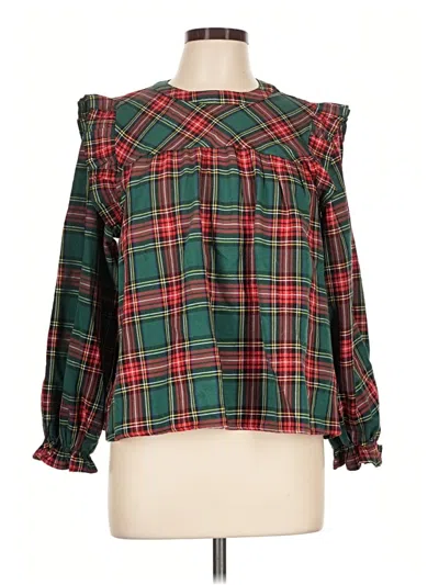 Pre-owned She + Sky Long Sleeve Blouse In Green