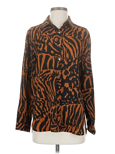 Pre-owned She + Sky Long Sleeve Blouse In Orange