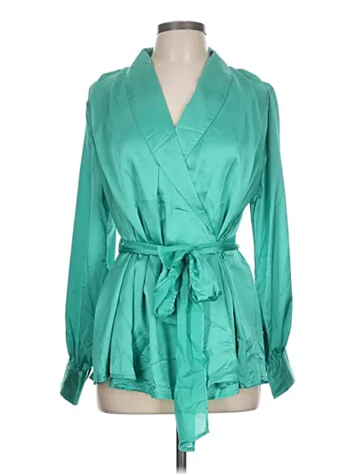 She + Sky Long Sleeve Blouse In Blue