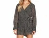 She + Sky Long Sleeve Print Romper In Black White In Black
