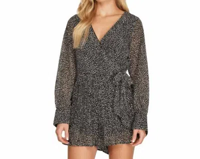 She + Sky Long Sleeve Print Romper In Black White