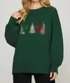 She + Sky Long Sleeve Sequin Sweater In Green In Green