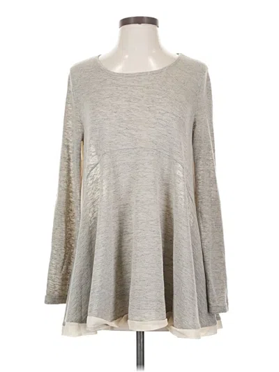 Pre-owned She + Sky Long Sleeve Top Gray Boatneck Tops