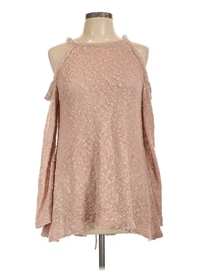 Pre-owned She + Sky Long Sleeve Top Pink Cold Shoulder Neckline Tops