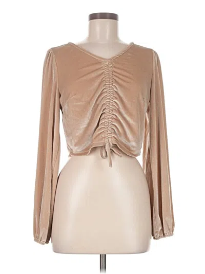 Pre-owned She + Sky Long Sleeve Top Tan Sweetheart Neckline Tops