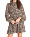 She + Sky Long Sleeve Woven Button Up Dress In Brown In Brown
