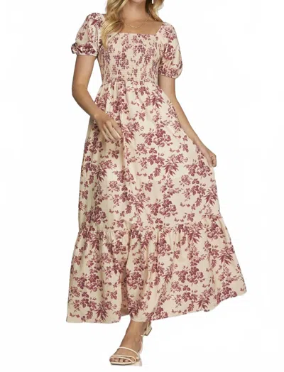 She + Sky Mayhew Dress In Burgundy In Multi