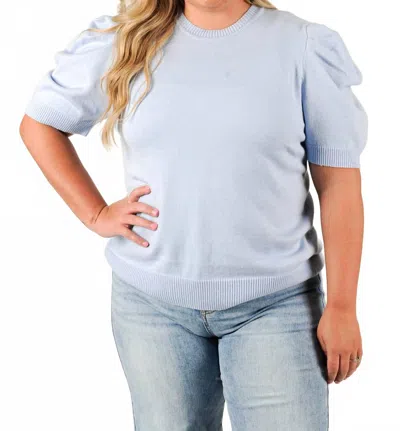 She + Sky Meadow Knit Short Sleeve Sweater - Plus In Blue