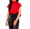 She + Sky Metallic Foil Sweater In Red In Red