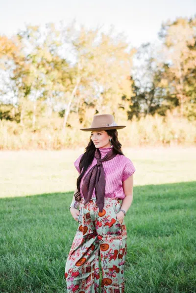 She + Sky Metallic Mock Neck Sweater In Candy Pink In Multi