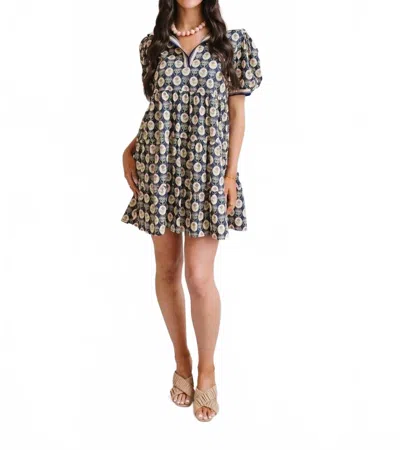 She + Sky Midnight Blossom Mini Dress In Navy Blue In Multi
