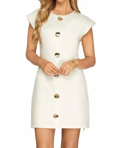 She + Sky Milan Button Dress In Cream In White