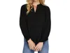 She + Sky Millie Long Sleeve Front Pleats Top In Black In Black