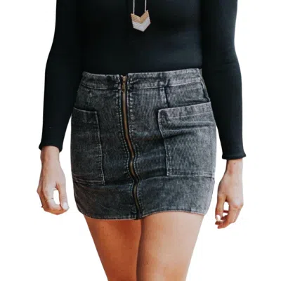 She + Sky Mini But Mighty Corduroy Skirt In Charcoal In Grey