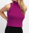 She + Sky Mock Neck Knit Tank In Deep Magenta In Purple