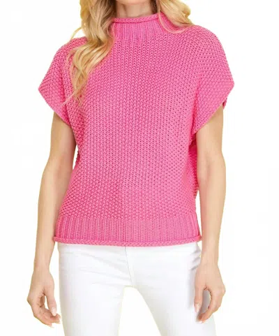 She + Sky Mock Neck Sweater In Pink