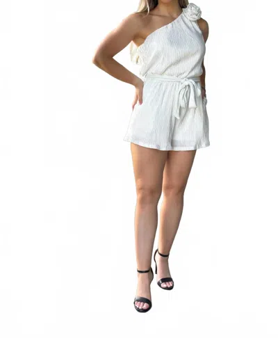 She + Sky Not So Basic One Shoulder Romper In White