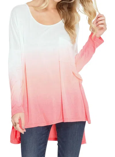 She + Sky Ombre Dip Dye Pocket Top In Coral In Pink