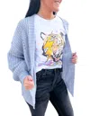 She + Sky Open Front Sweater Cardigan In Misty Blue In Blue