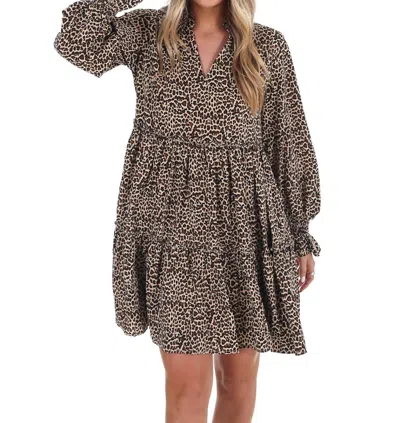 She + Sky Out Of The Woods Leopard Mini Dress In Taupe In Brown