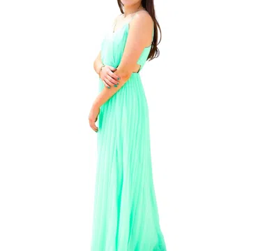 She + Sky Pleated Cut Out Maxi Dress In Mint In Multi