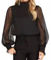 She + Sky Plisse Swiss Dot Bodysuit In Black In Black