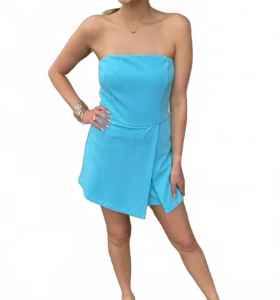 She + Sky Pool Party Problem Romper In Aqua In Blue