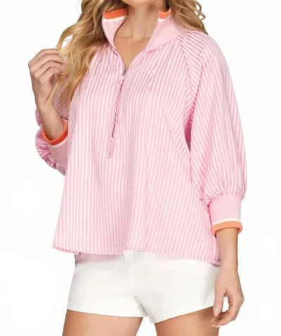 She + Sky Preppy Palette Pullover Top In Pink