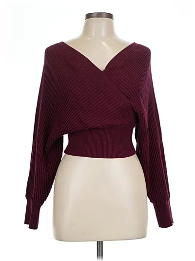 Pre-owned She + Sky Pullover Sweater In Burgundy