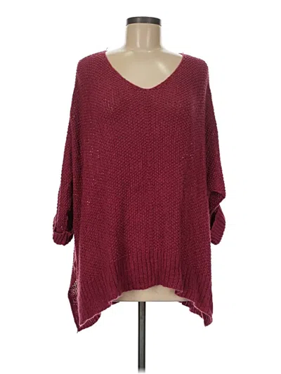 Pre-owned She + Sky Pullover Sweater In Burgundy