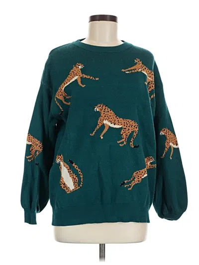 Pre-owned She + Sky Pullover Sweater In Teal