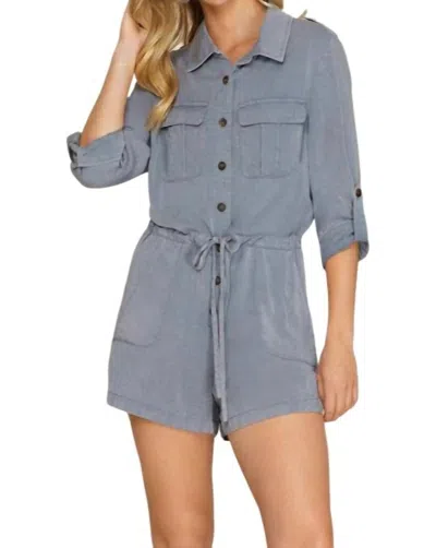 She + Sky Reese Romper In Blue In Grey