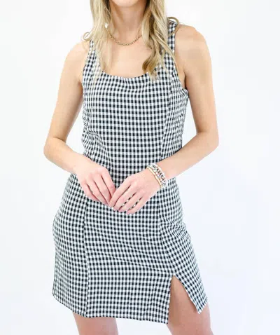 She + Sky Resort Shopping Gingham Dress In Black In Multi