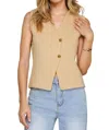 She + Sky Rosie Large Gold Buttons Knit Vest In Taupe In Grey