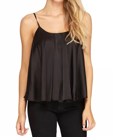 She + Sky Rounded Sweep Satin Cami Top In Black