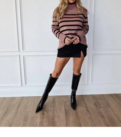 She + Sky Rowan Stripe Sweater In Brown