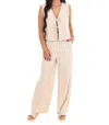 She + Sky Runaway Hearts Stripe Two Piece Set In Natural In Neutral