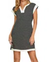 She + Sky Sailor Shift Dress With Pockets In White/navy In Black