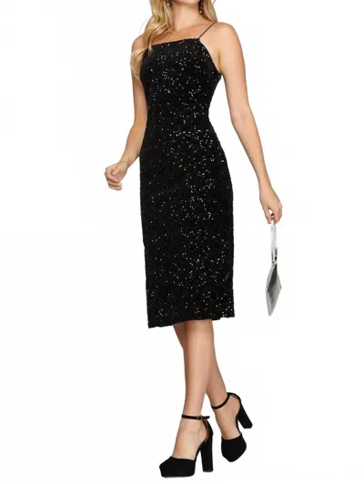 She + Sky Sequin Combo Midi Dress In Black