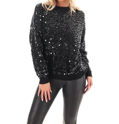 She + Sky Shimmer Season Sequin Sweater In Black