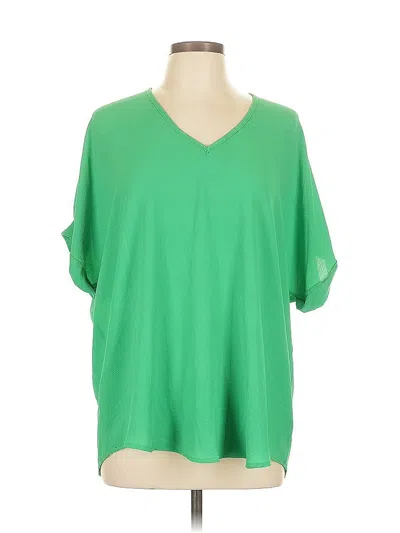 Pre-owned She + Sky Short Sleeve Blouse In Green
