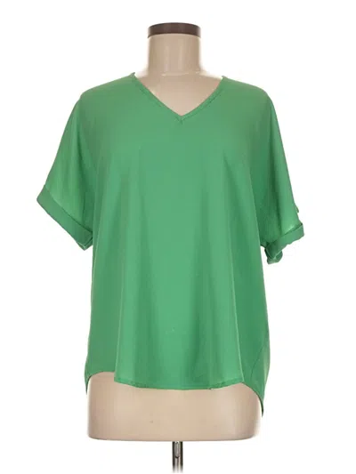 Pre-owned She + Sky Short Sleeve Blouse In Green
