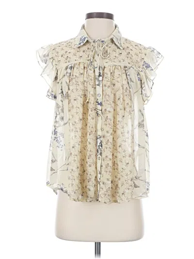 Pre-owned She + Sky Short Sleeve Blouse In Ivory