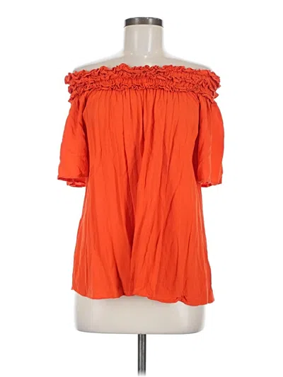 Pre-owned She + Sky Short Sleeve Blouse In Orange