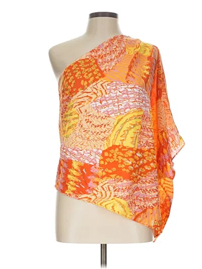 She + Sky Short Sleeve Blouse In Orange