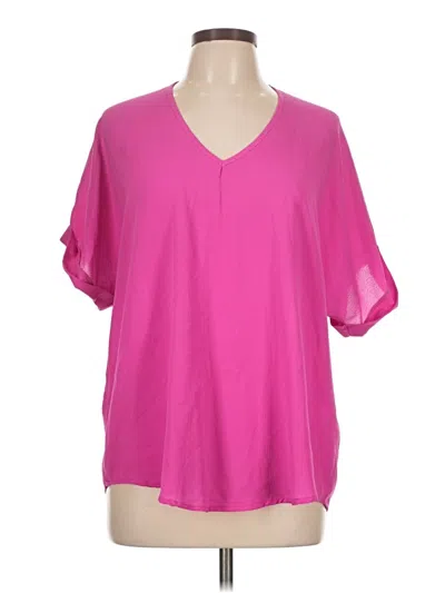 Pre-owned She + Sky Short Sleeve Blouse In Pink