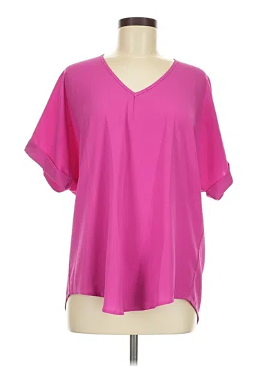 Pre-owned She + Sky Short Sleeve Blouse In Pink